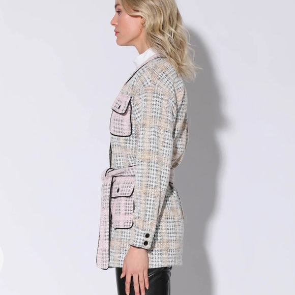 Walter Baker Tracey Belted Knit Tweed Cardigan Size Large - Picture 4 of 9